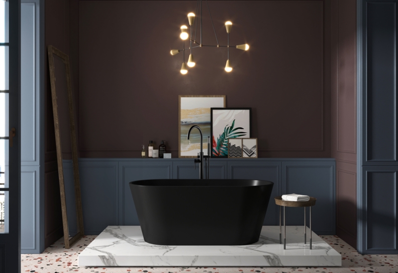 66.9 In. Acrylic Double Ended Flatbottom Freestanding Bathtub In Matte Black