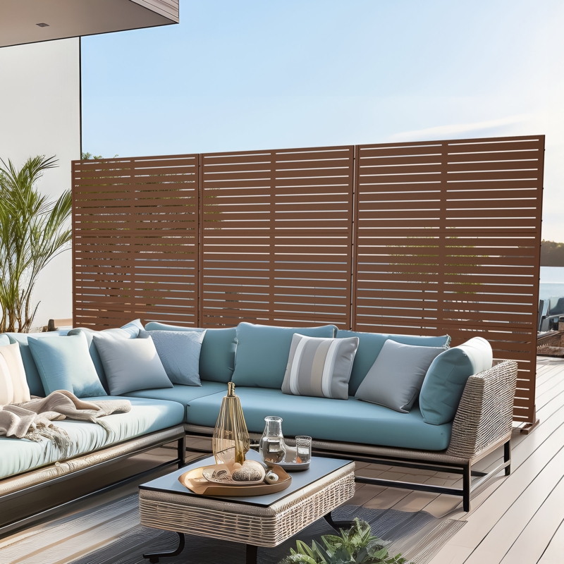 72'' x 47'' Privacy Metal Screen Fence Panel Horizontal Stripe Pattern
