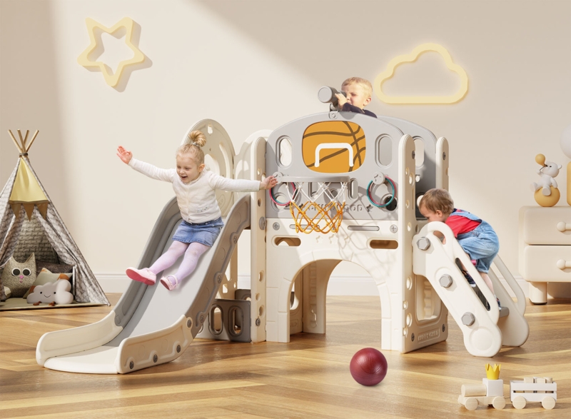 9 in 1 Toddler Slide, Kids Slide with Climber Outdoor Indoor Slide Playset