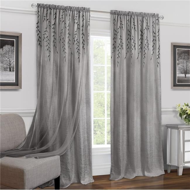 Achim WIPN63GY06 42 x 63 in. Willow Rod Pocket Window Curtain Panel, Grey