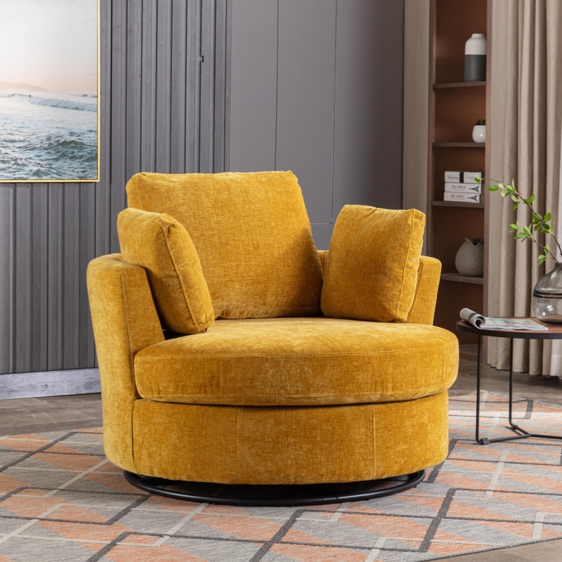 Achorn 42.26" W Polyester Recessed Arm Swivel Barrel Chair