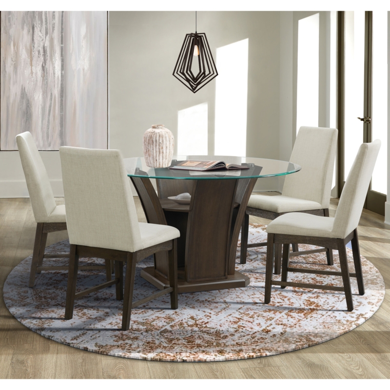 Acton 5 - Piece Glass Top Pedestal Dining Set