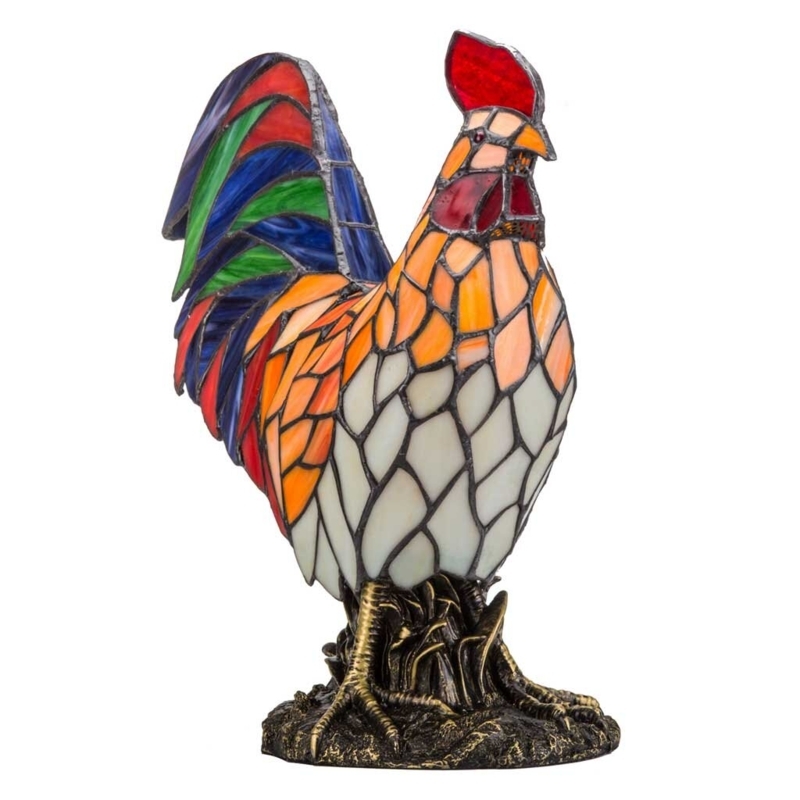 Adlam Rooster 15" Colorful Stained Glass Accent Lamp