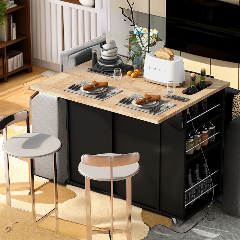Adryann Solid Wood Kitchen Island