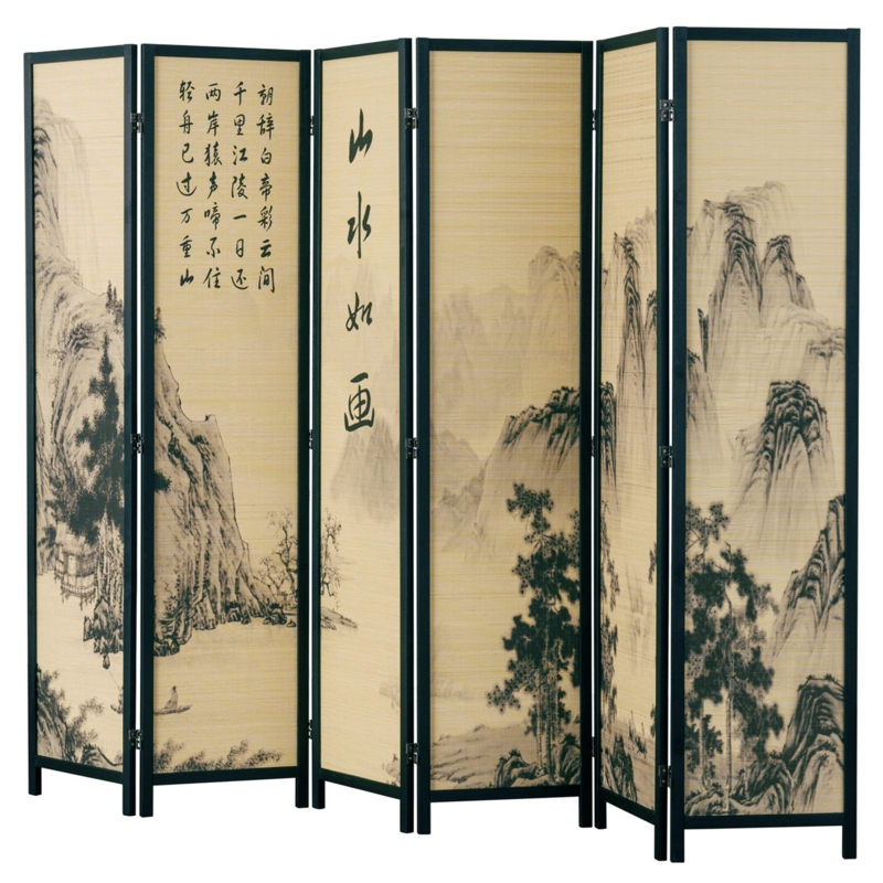 Ailse 94.5'' W x 69'' H 6 - Panel Solid Wood Folding Room Divider