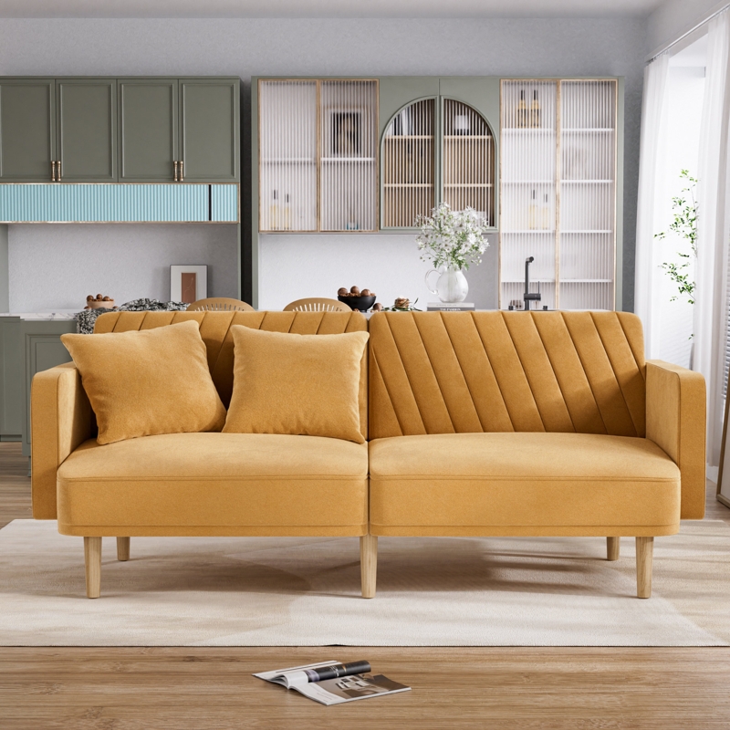 Alcivar 75.3'' Square Arm Convertible Sofa