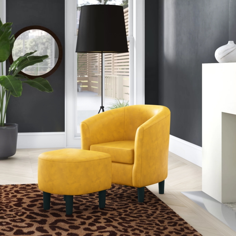 Aldayshein Upholstered Barrel Chair with Ottoman