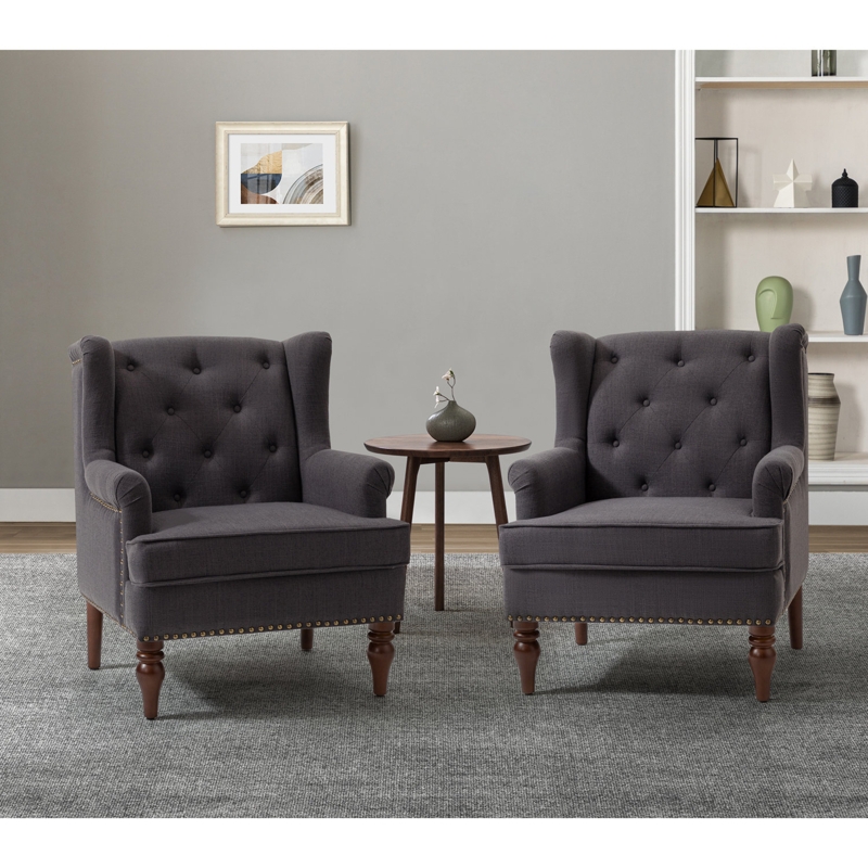 Alexyz Armchair with Solid Wood Legs (Set of 2)