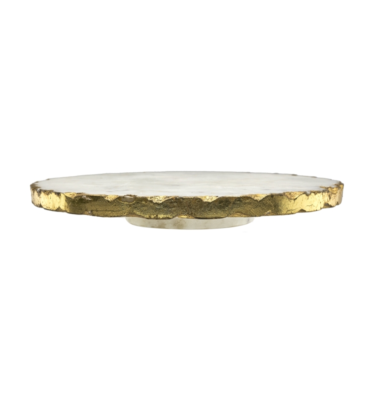 Alina Marquise Gold Raw Edge Marble Lazy Susan