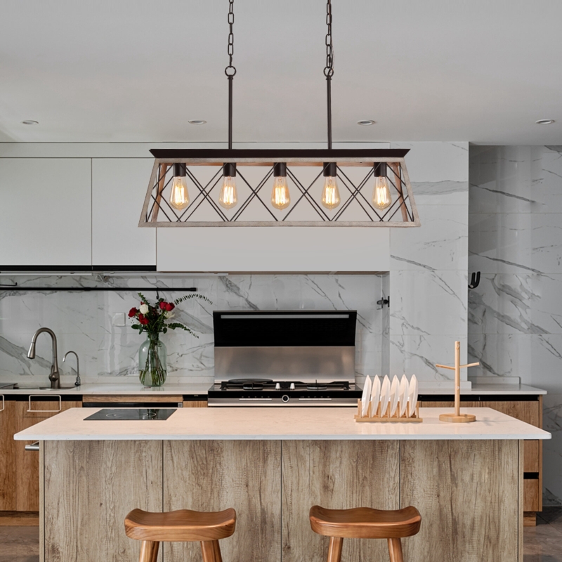 Alray 5 - Light Kitchen Island Square / Rectangle Chandelier