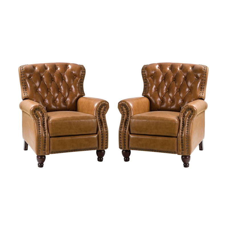 Amaira 34.5'' Wide Genuine Leather Manual Wing Chair Recliner