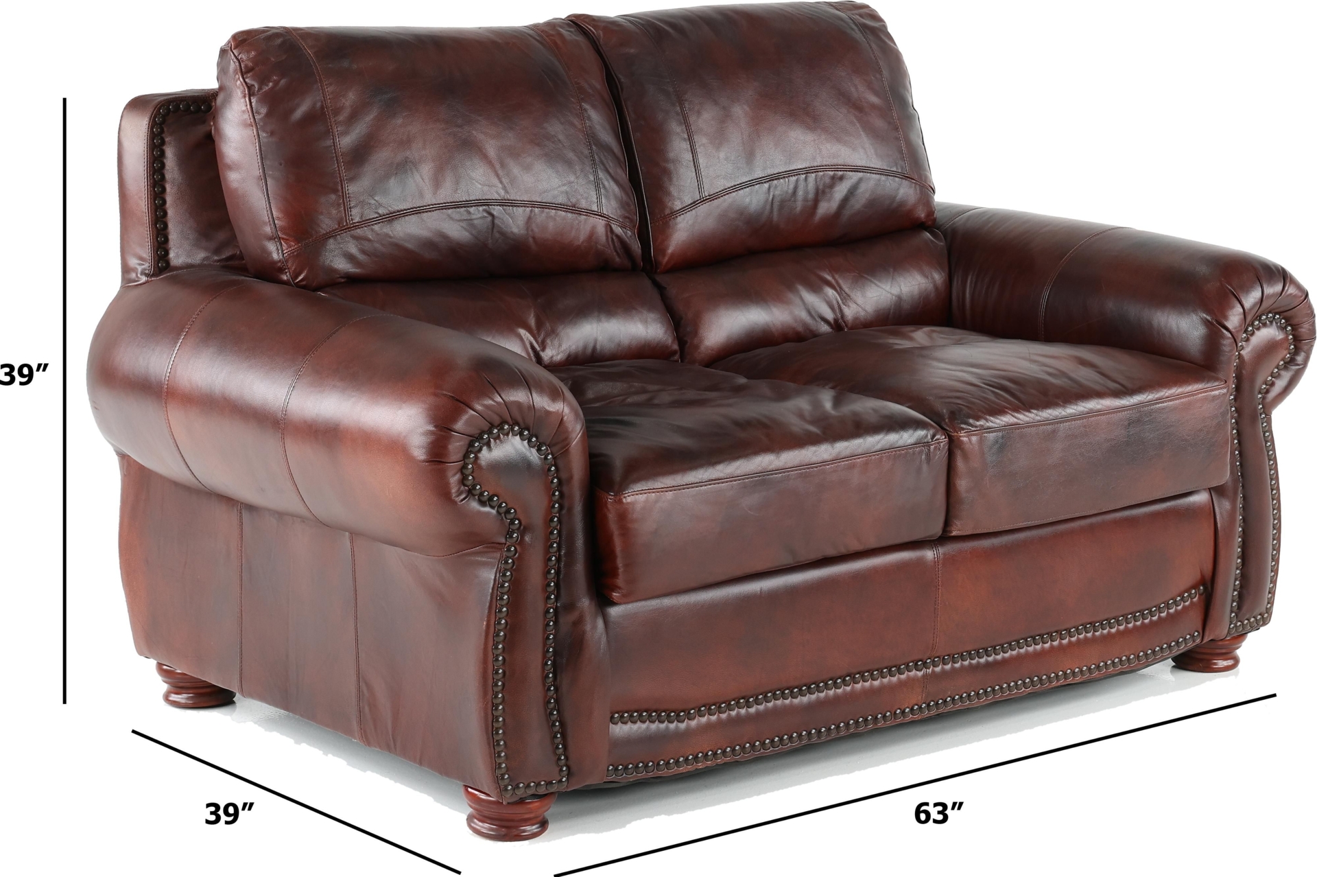 Amaretto Brown Leather Loveseat