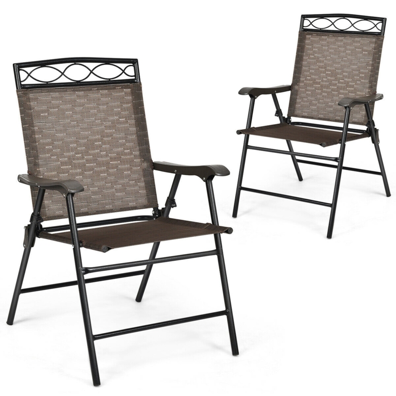 Ameah Fabric Patio Folding Chair Folding Chair Set (Set of 2)