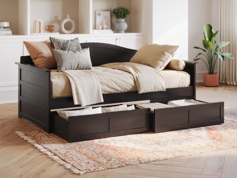 Anakaren Solid Wood Twin Daybed with Storage Drawers