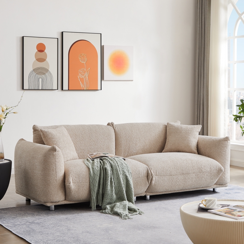 Anarii 85" W Lambs Wool Upholstered 3 Seater Sofa