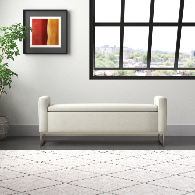 Anavaeh Minimalist Upholstered Flip Top Storage Bench