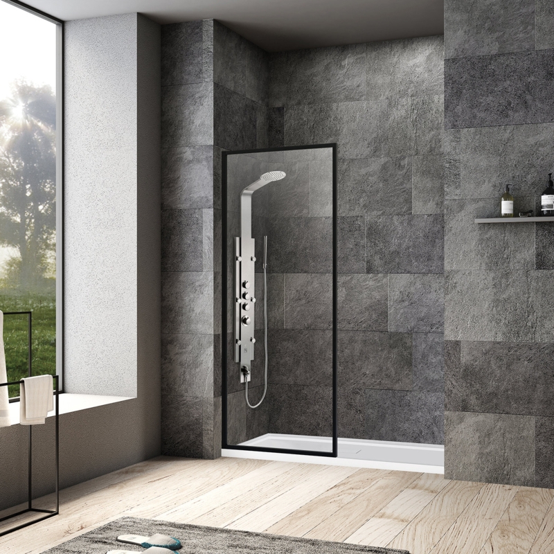 Arcos 34" x 74" Framed Fixed Glass Panel