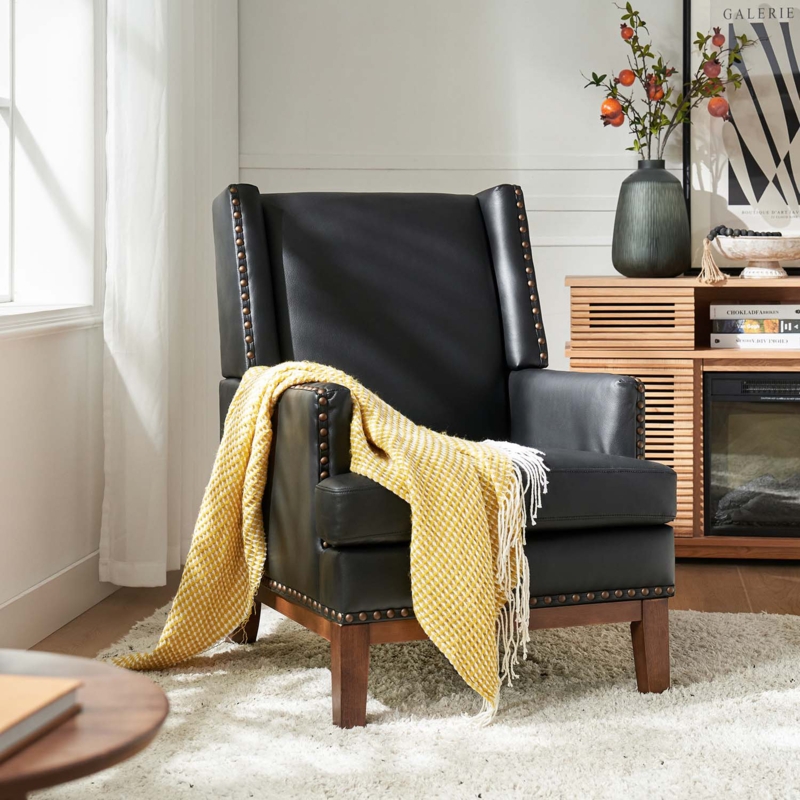 White Leather Wingback Chair