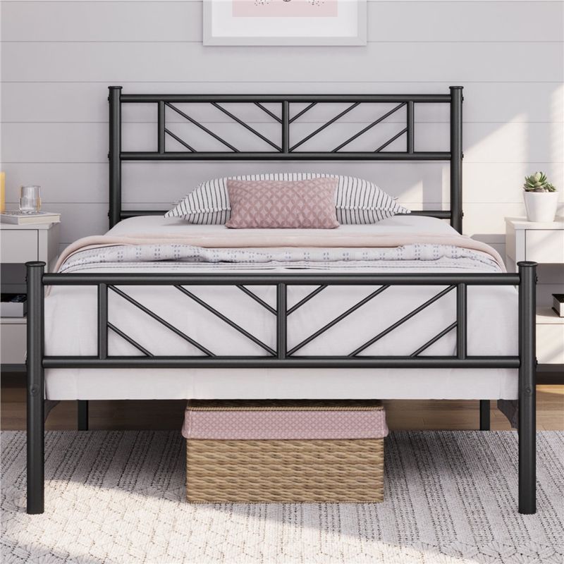 Armanni Platform Bed Frame with Design Headboard