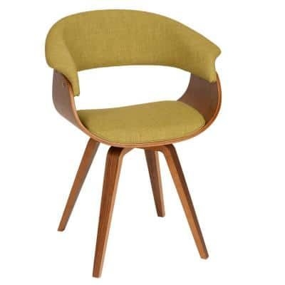 Armen Living Summer Green Fabric and Walnut Wood Modern Dining Chair