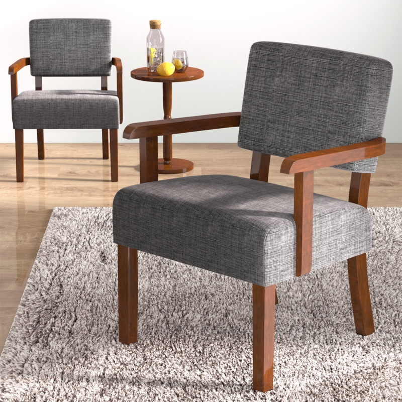 Aronas Upholstered Armchair With Solid Wood
