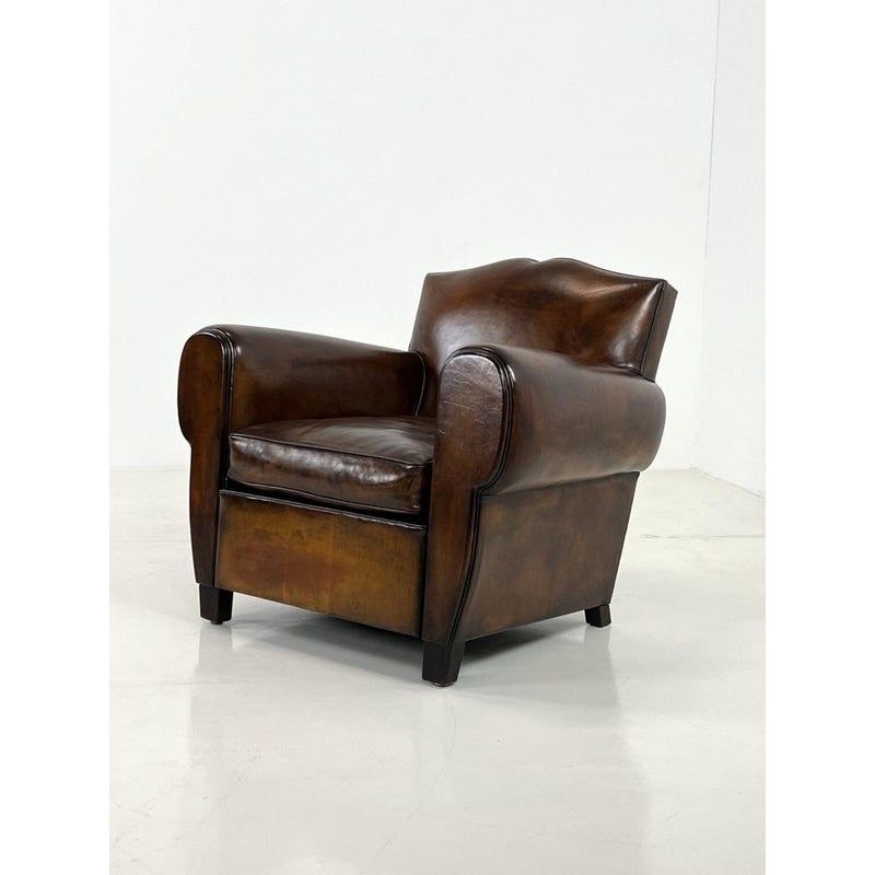 Art Deco Armchair in Leather