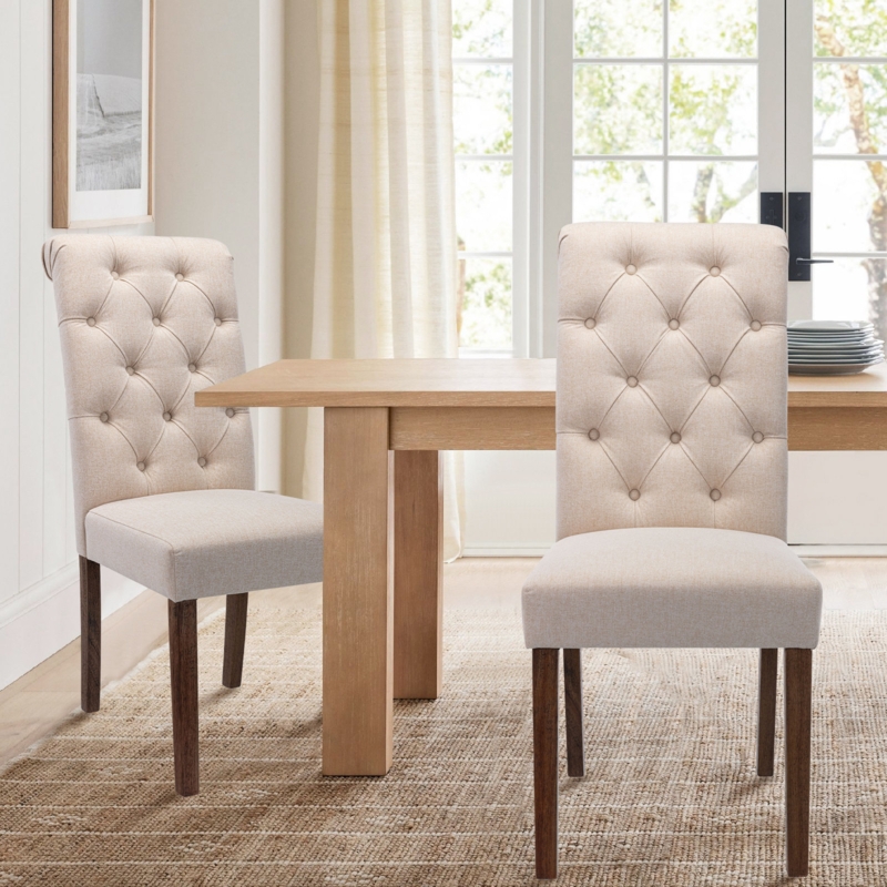 Artemisia Tufted Upholstered Wooden Dining Chairs (Set of 2)