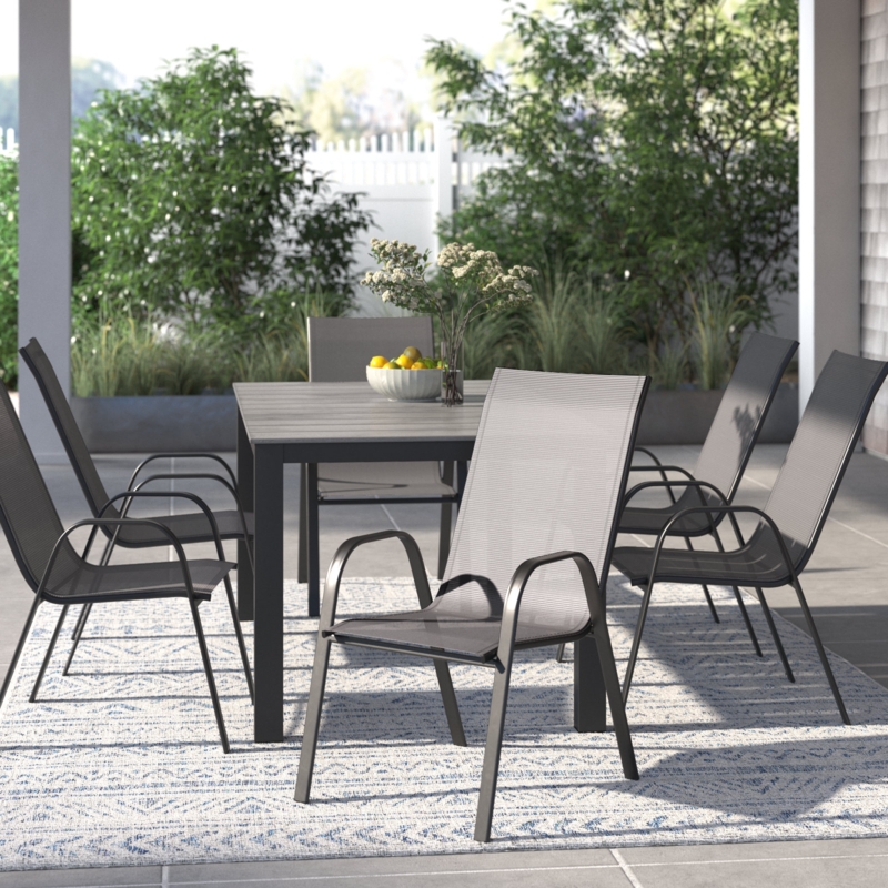 Artu Outdoor Stack Chair with Flex Comfort Material and Metal Frame