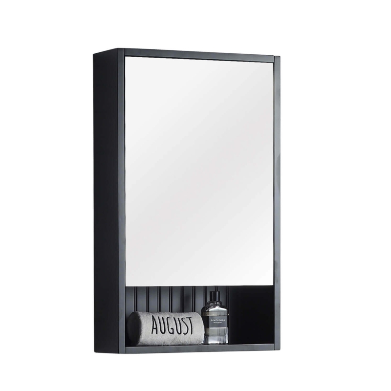 Asahel W 30'' H Surface Framed Medicine Cabinet with Mirror and 2 Fixed Shelves