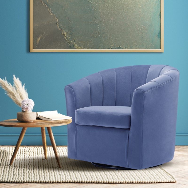 Ashworth Velvet Swivel Barrel Chair
