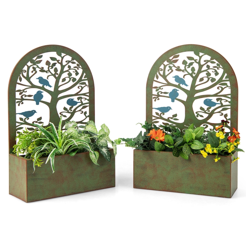 Aubryn Metal Planter Box with Trellis