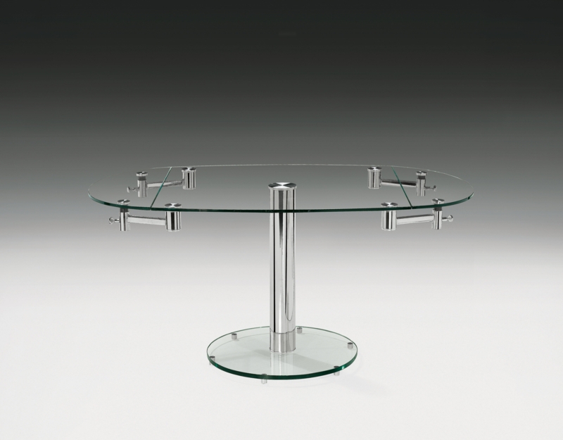 Avonda Extendable Oval Glass Top Metal Base Dining Table