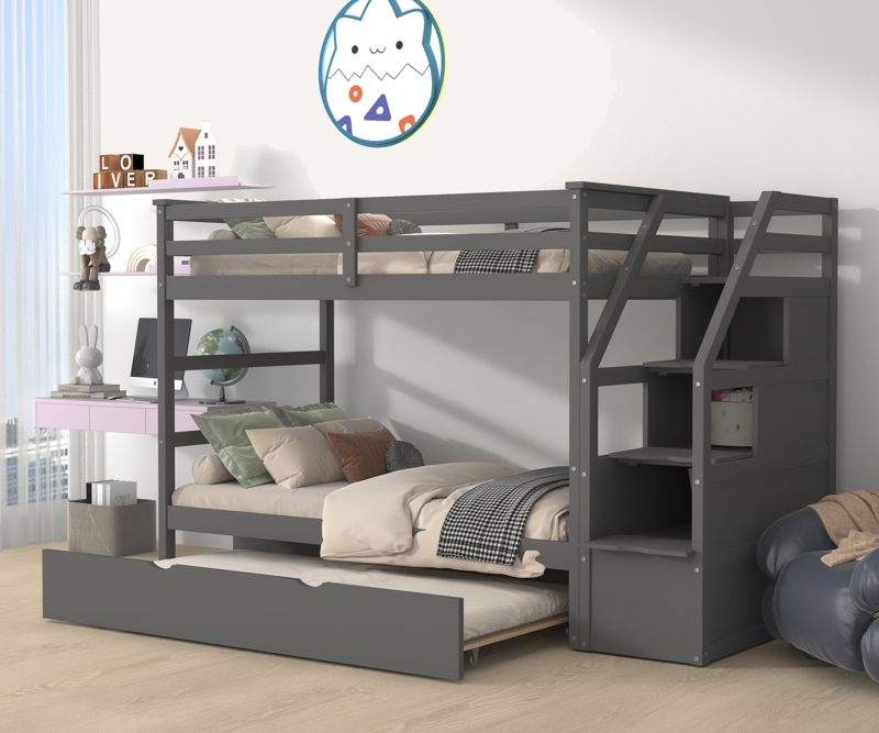 Awbree Kids Twin Over Twin Bunk Bed with Trundle