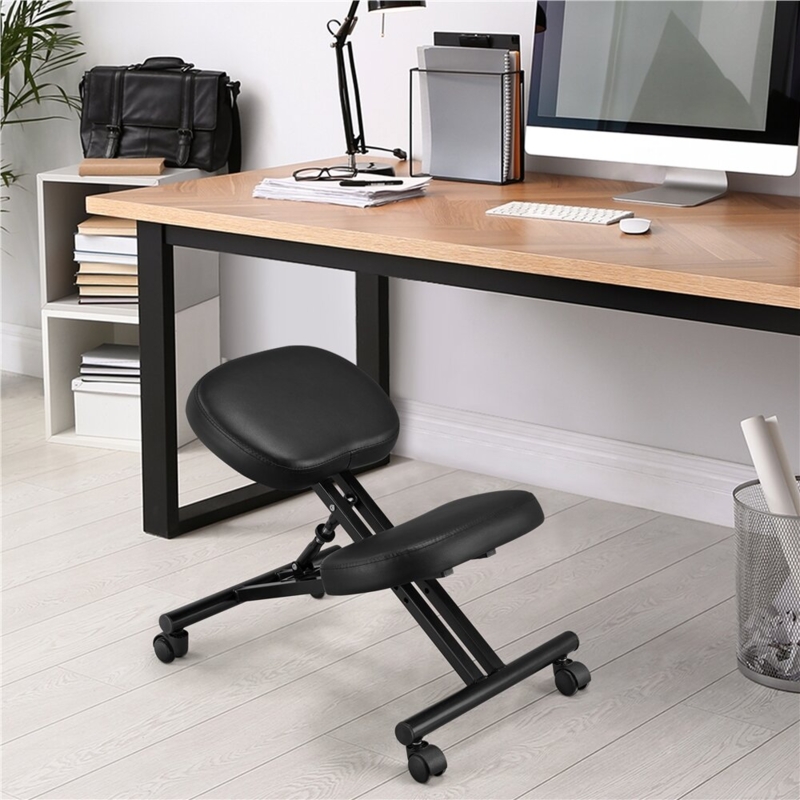 Backed Adjustable Height Ergonomic Kneeling Chair with Wheels