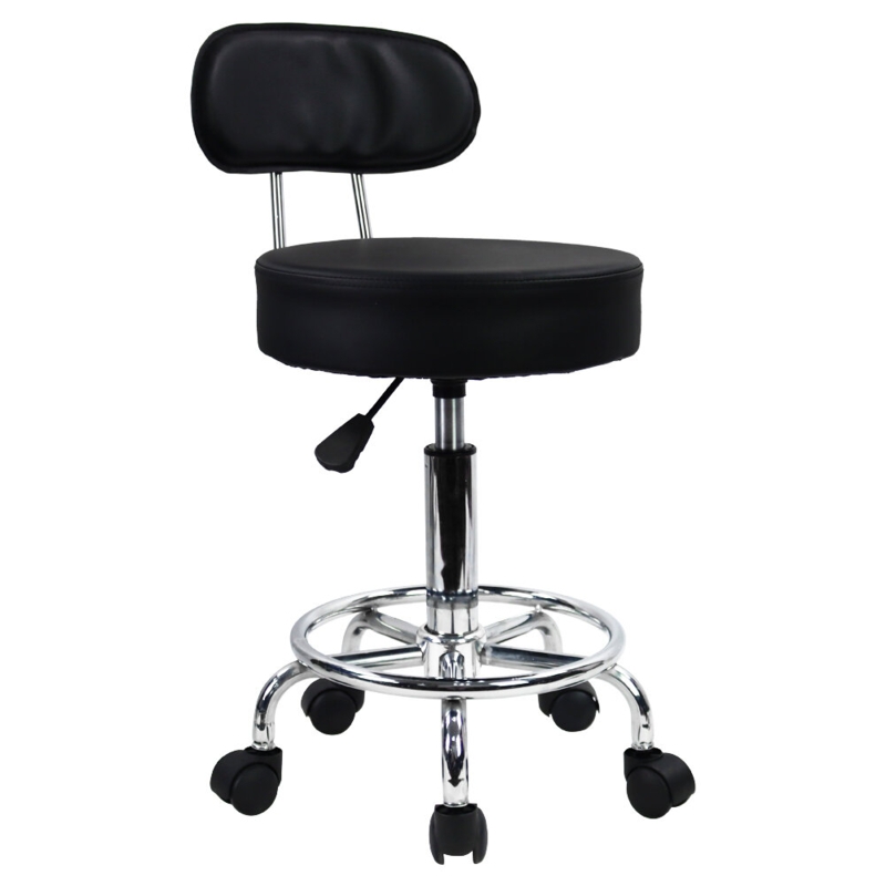 Backed Adjustable Height Ergonomic Lab Stool with Footring Wheels