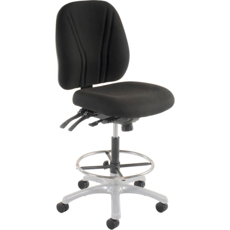 Backed Adjustable Height Ergonomic Lab Stool with Footring Wheels