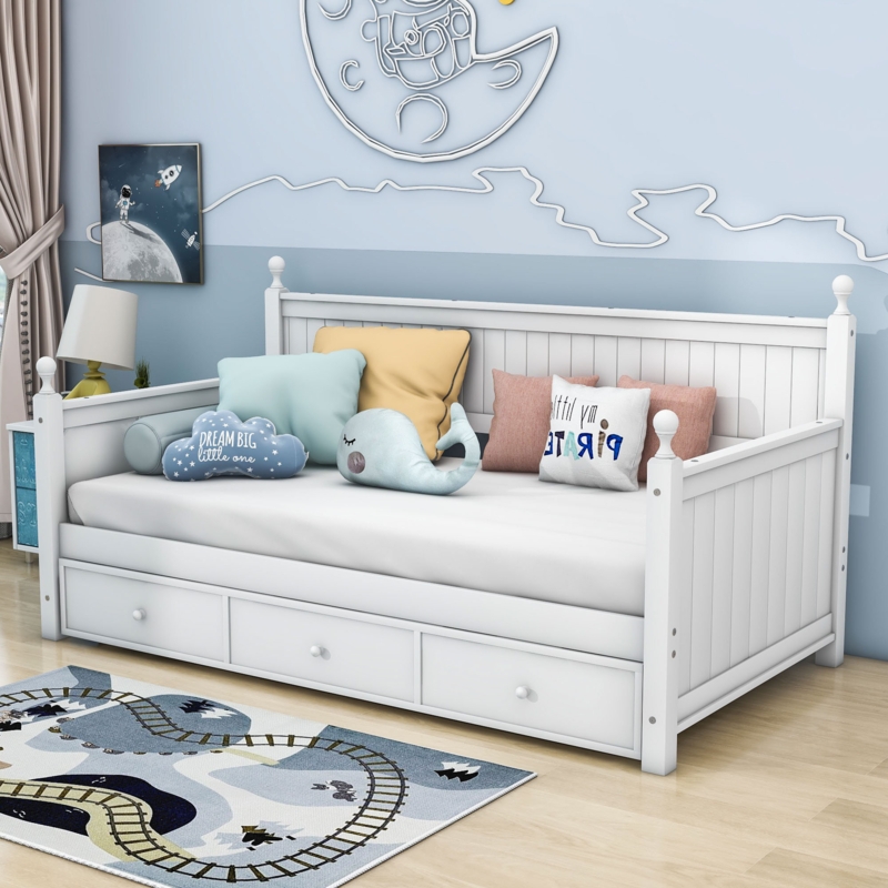 Bengoa Twin Size Wood Daybed with Three Drawers