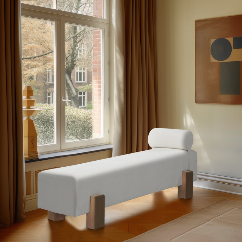 Berlon Chenille Fabric Upholstered Bench