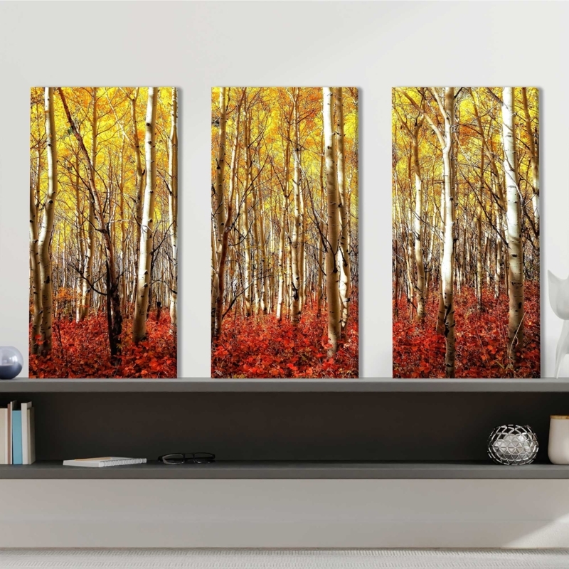 "Birch Trees" 3 Piece Graphic Print Set On Canvas