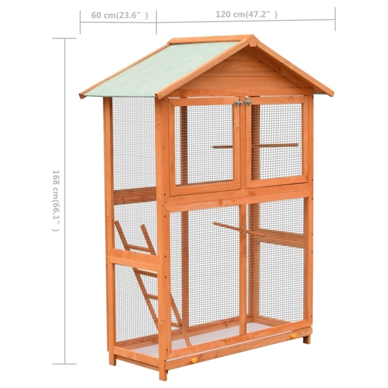 Bird Cage Solid Pine u0026 Fir Wood 49.4"x23.4"x64.6"