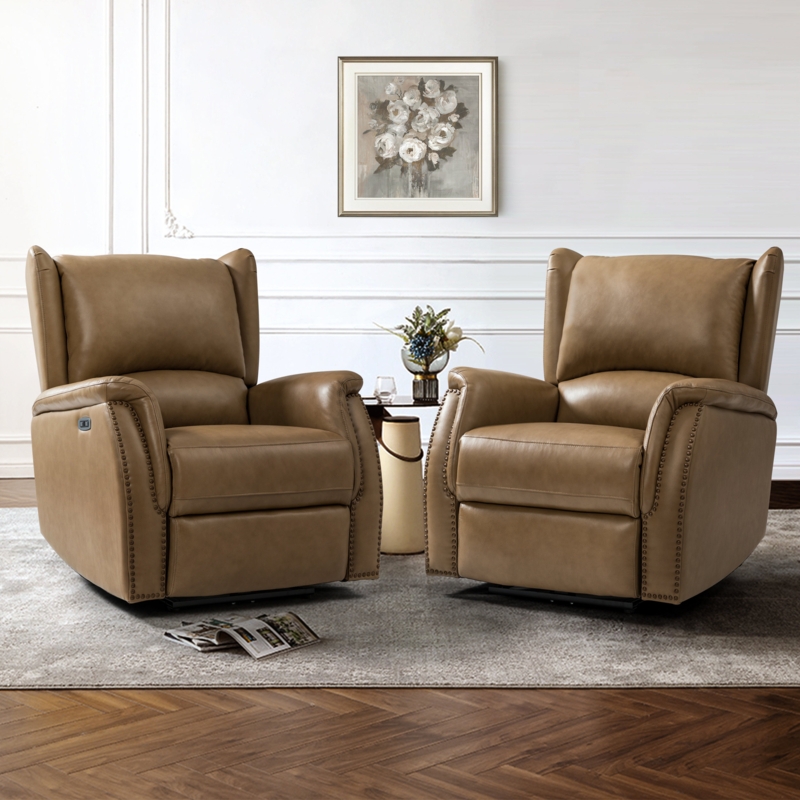 Birkdale 33.75'' Wide Genuine Leather Power Wing Chair Recliner