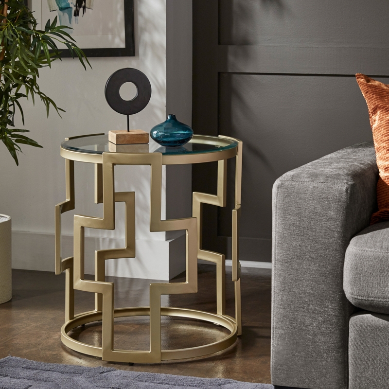 Birnson Glass Frame End Table Set