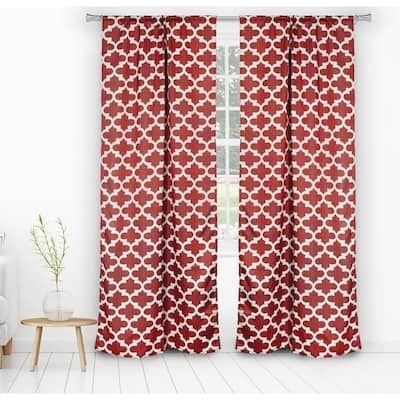 BLACKOUT 365 Ruby Red Trellis Thermal Blackout Curtain - 38 in. W x 84 in. L (Set of 2)