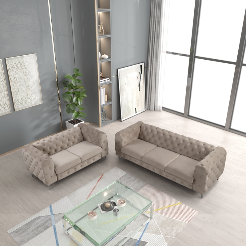 Bosworth Gladys 2- Piece Velvet Livingroom Set