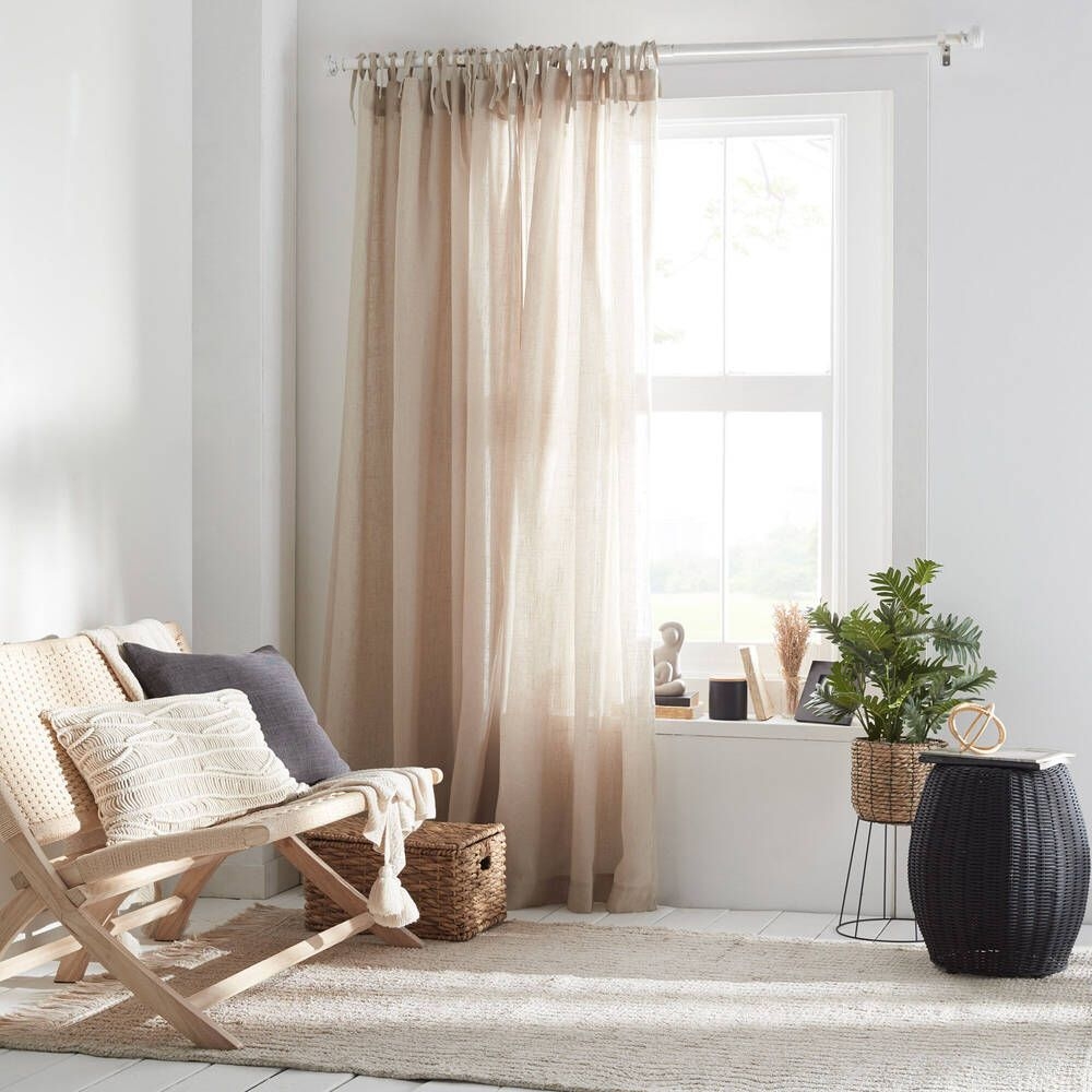 Bouclair | Ayla Tie Top Sheer Curtain | Oatmeal