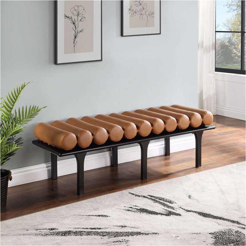 Boutis Faux Leather Upholstered Bench