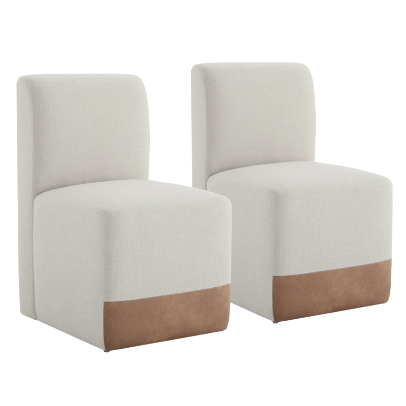 Bralan Polyester Blend Upholstered Back Dining Chair With Casters
