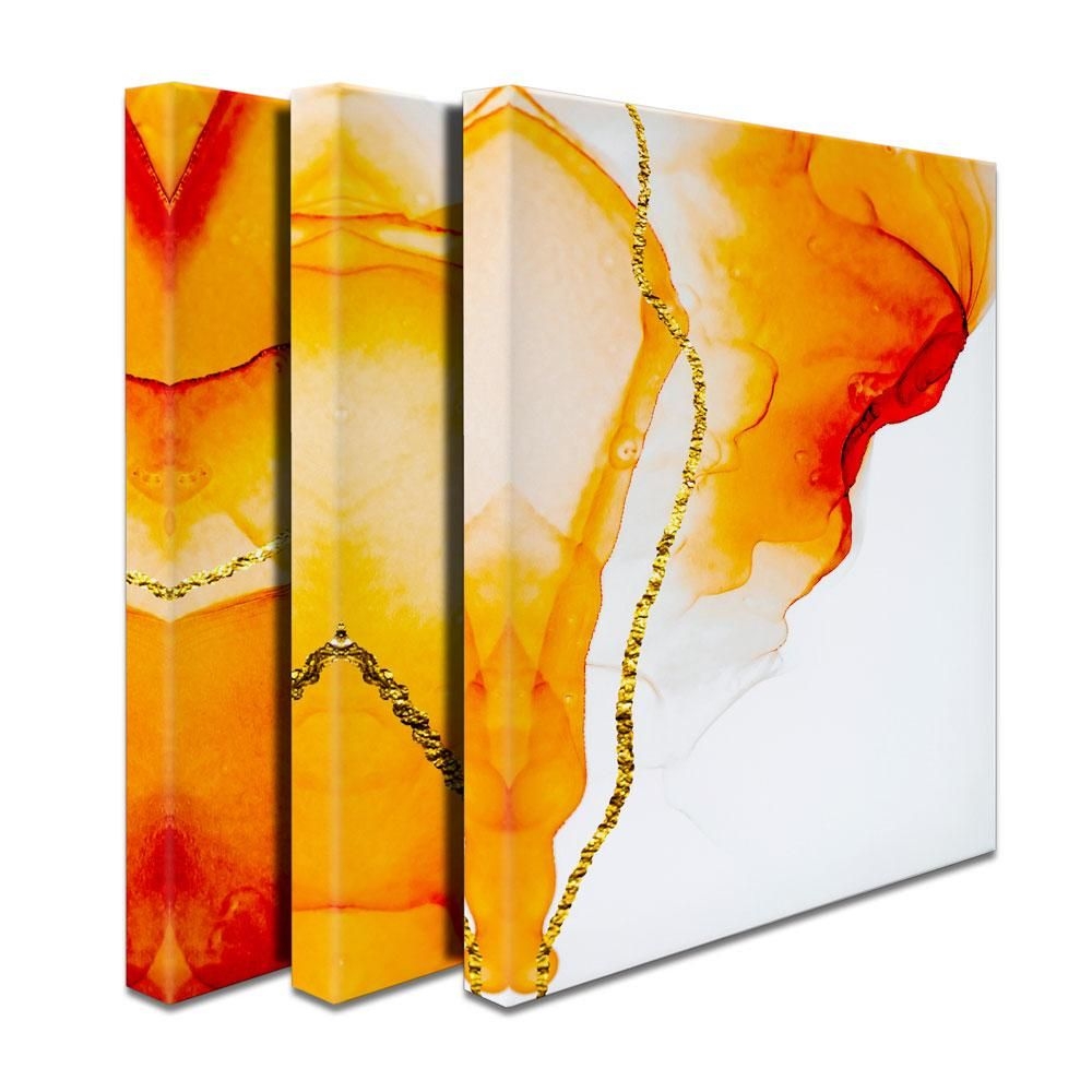 Bright Orange Trio Canvas Print - A1 - 60x86cm (24x34) Set of 3