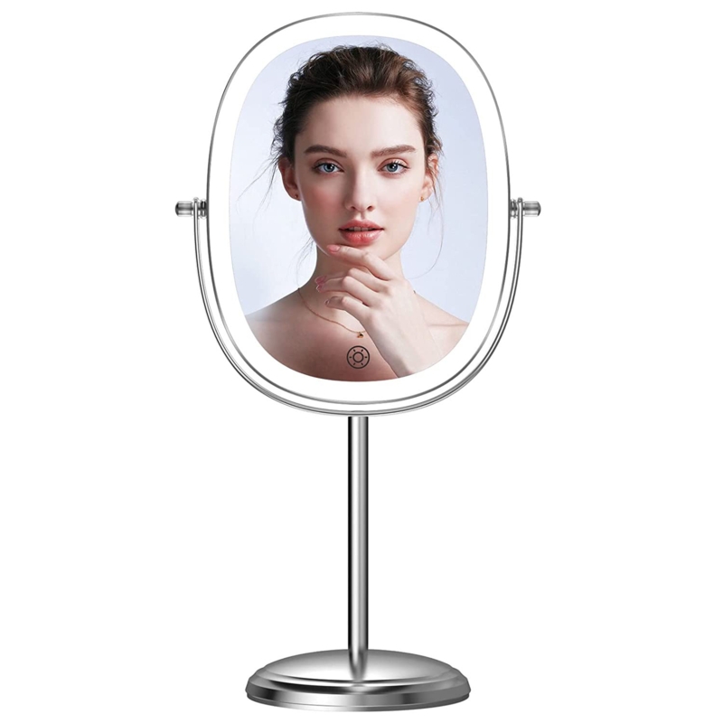 Buday Oval LED Lighted Magnifying Vanity Metal Makeup Mirror