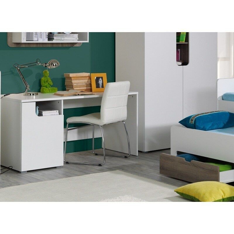 Bureau Droit Moderne Ricco. Idal Pour Une Chambre Enfant Ou Ado. Coloris Blanc